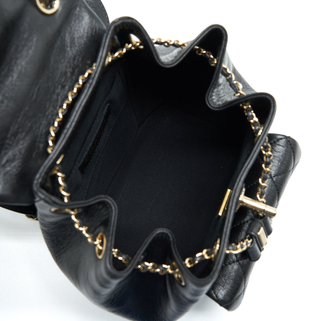 CHANEL 22C MINI DUMA BACKPACK CALFSKIN BLACK LGHW (MICROCHIP)