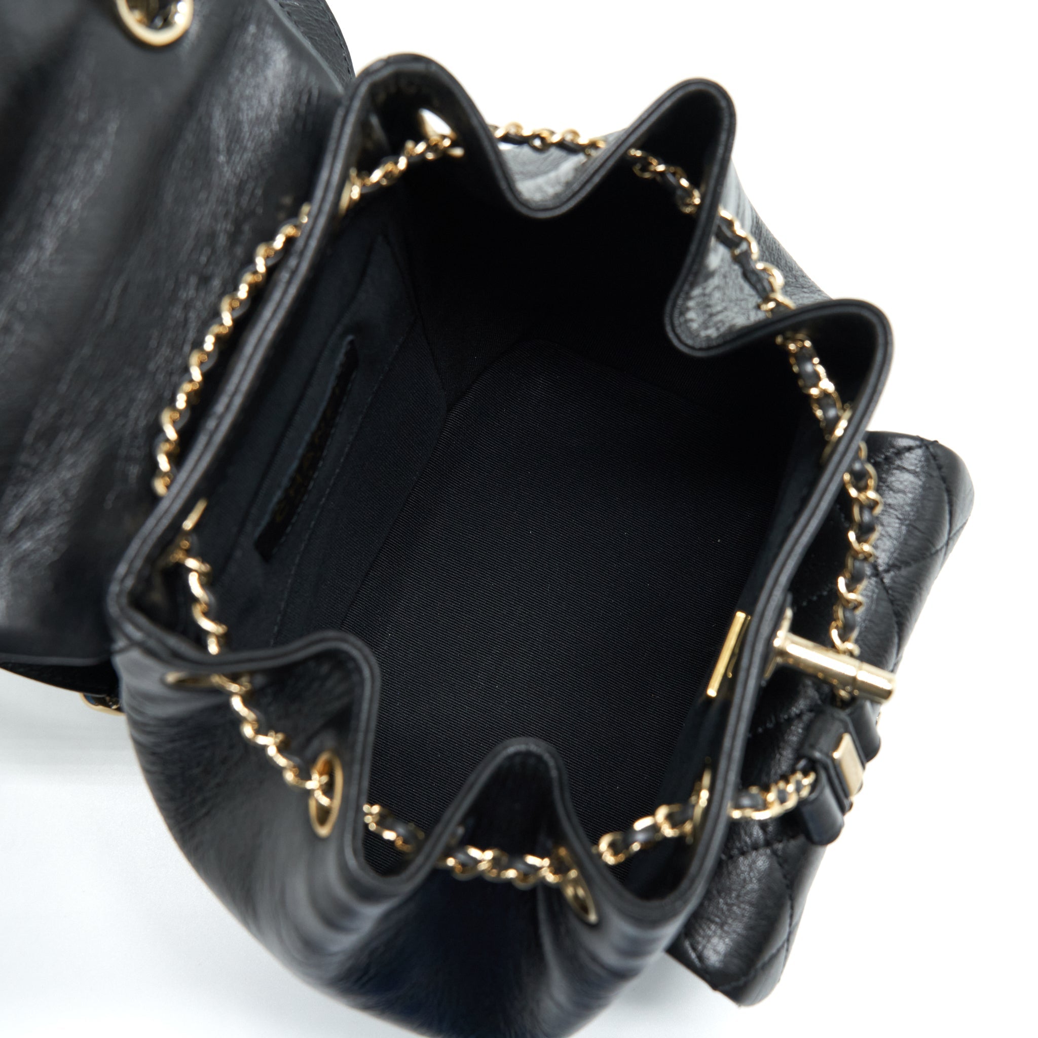 CHANEL 22C MINI DUMA BACKPACK CALFSKIN BLACK LGHW (MICROCHIP)