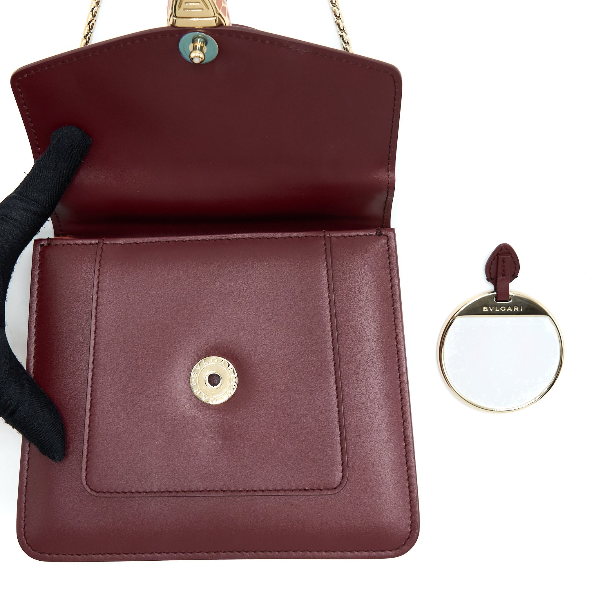 BVLGARI SERPENTI FOREVER TOP HANDLE BAG CALFSKIN RED