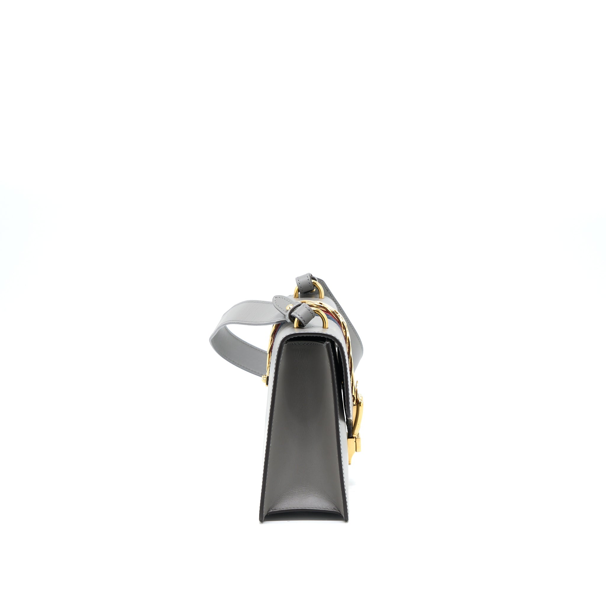 GUCCI SMALL SYLVIE SHOULDER BAG CALFSKIN GREY GHW