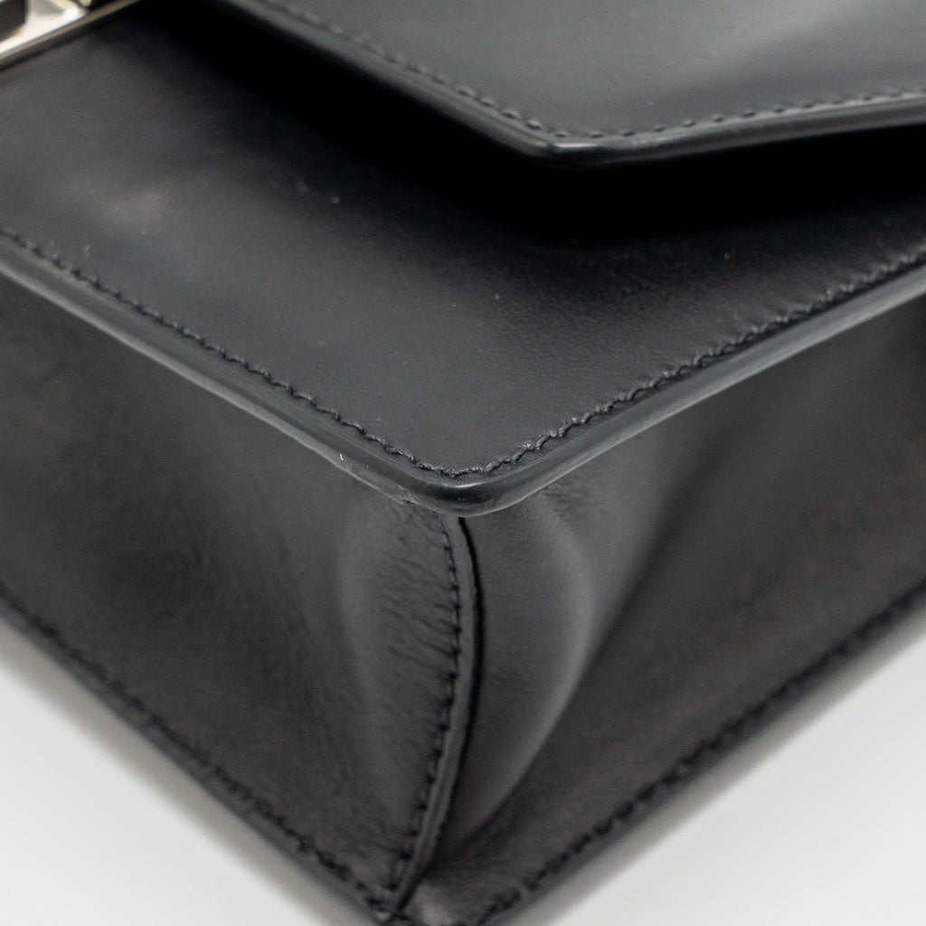 PRADA ELECTRA CITY FLAP BAG CALFSKIN BLACK/RED SHW