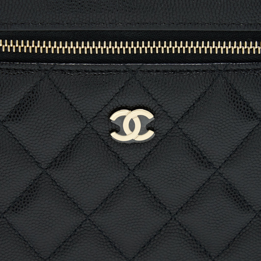 CHANEL TOP HANDLE VANITY CASE CAVIAR BLACK LGHW