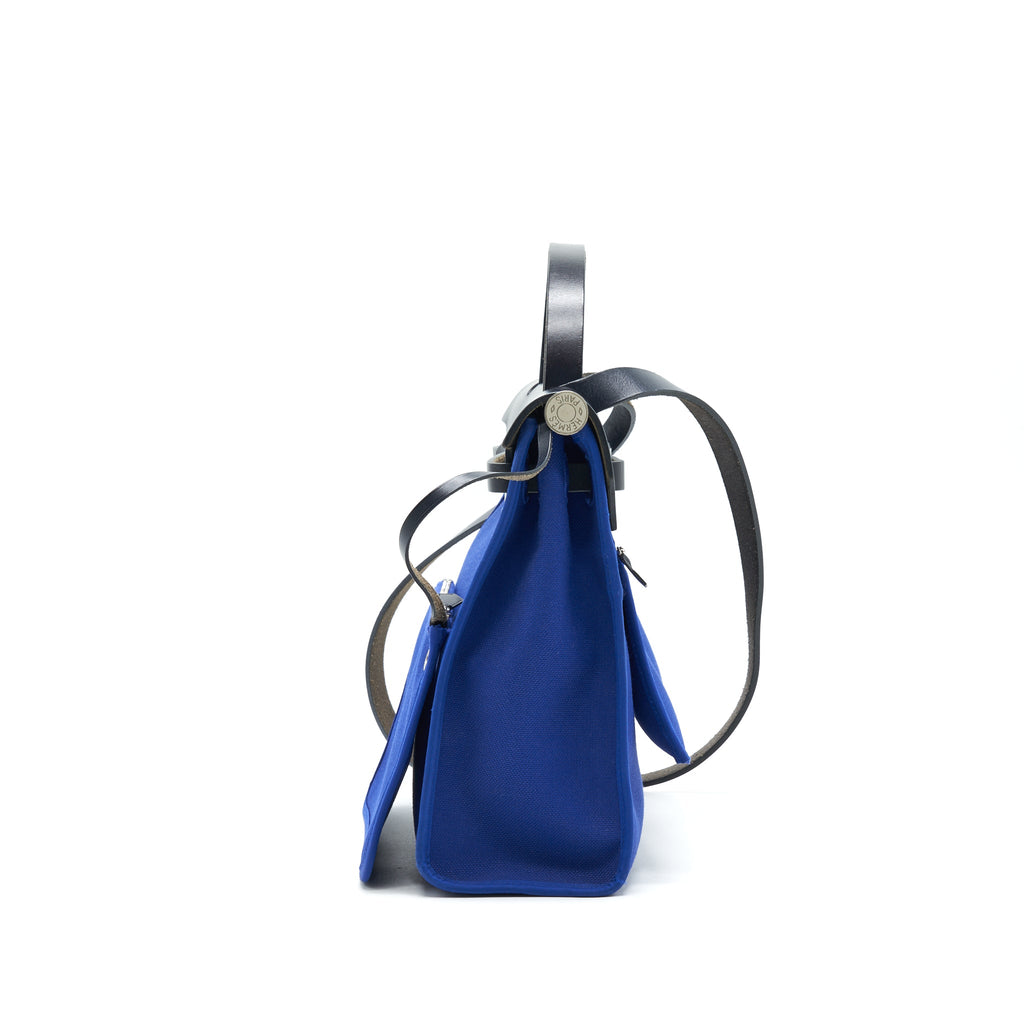 HERMES HERBAG ZIP 31 BAG BLUE ELECTRIQUE / BLACK SHW