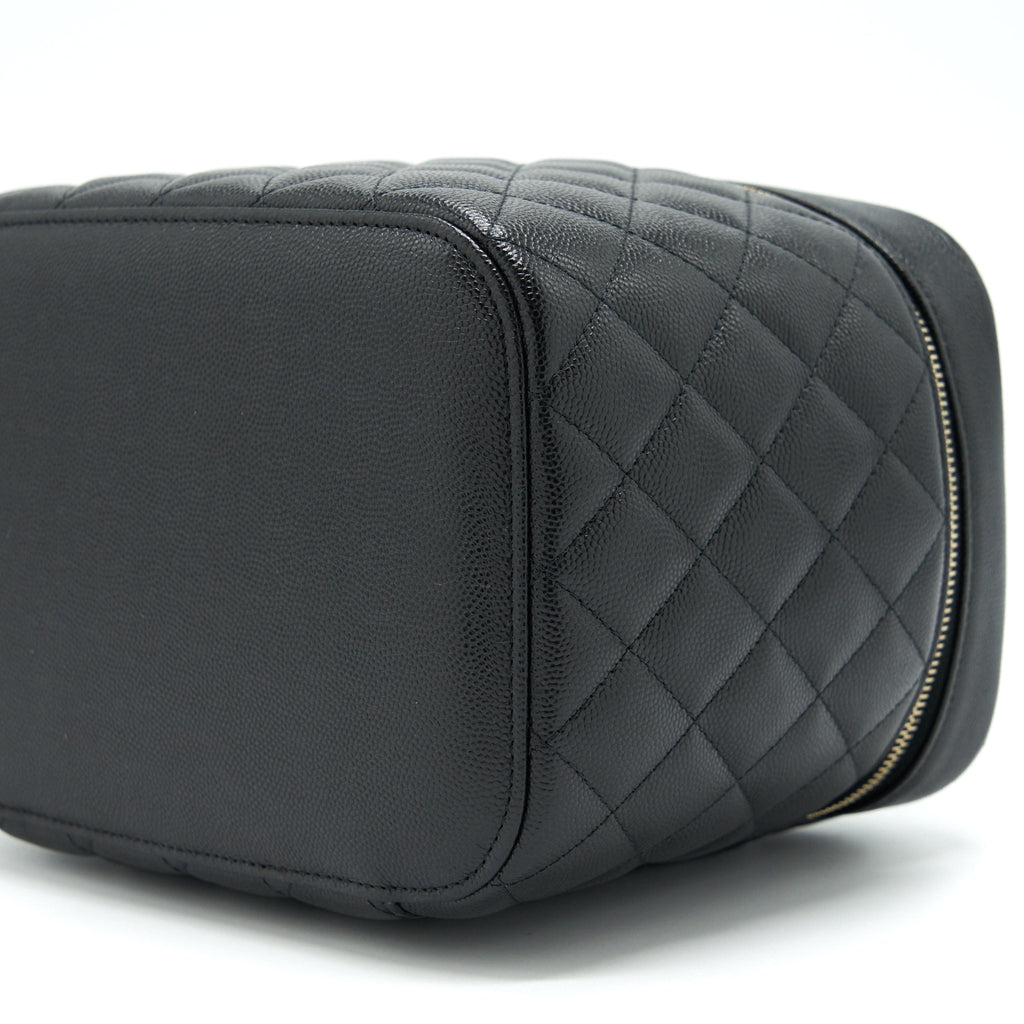 CHANEL TOP HANDLE VANITY CASE CAVIAR BLACK LGHW