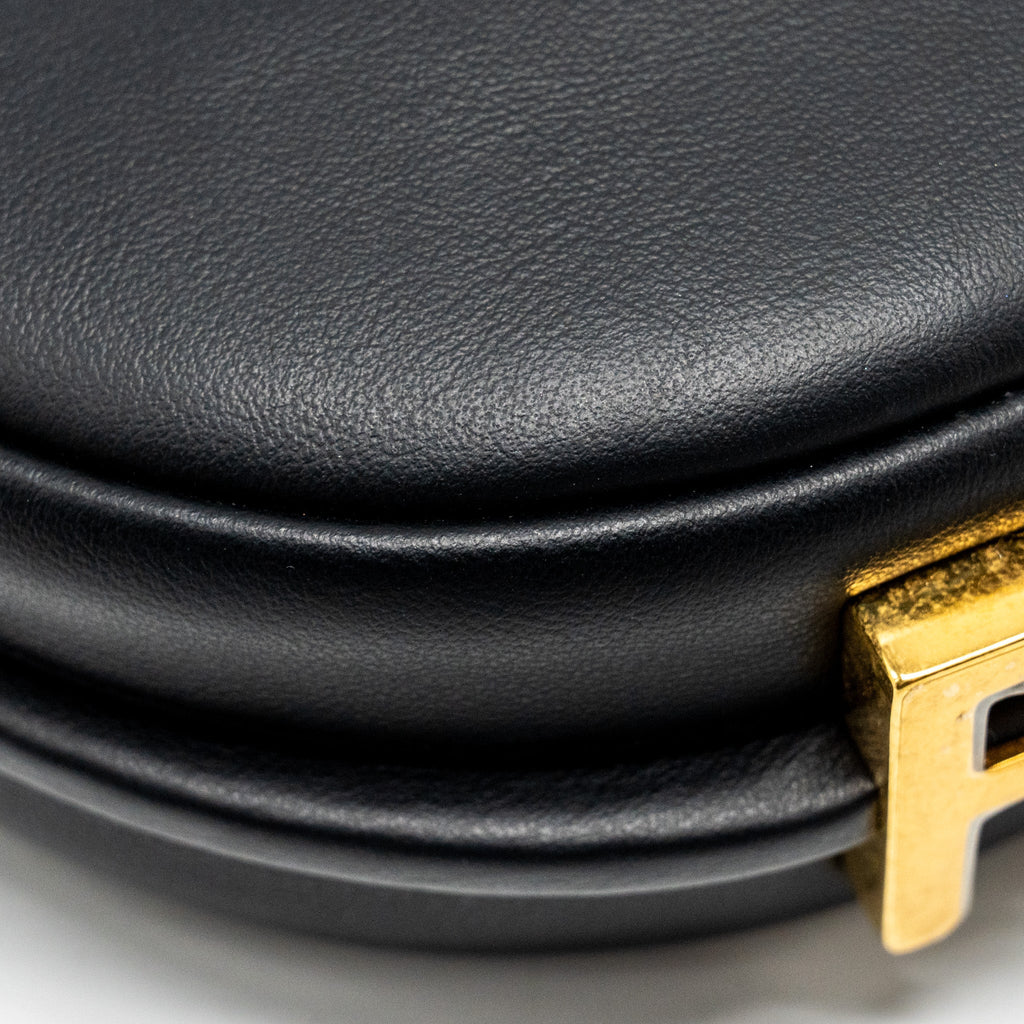 FENDI NANO FENDIGRAPHY LEATHER CHARM CALFSKIN BLACK GHW