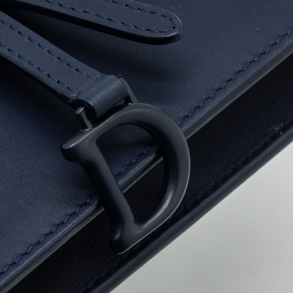 DIOR SADDLE BELT POUCH CALFSKIN BLUE WITH BLUE HARDWARE