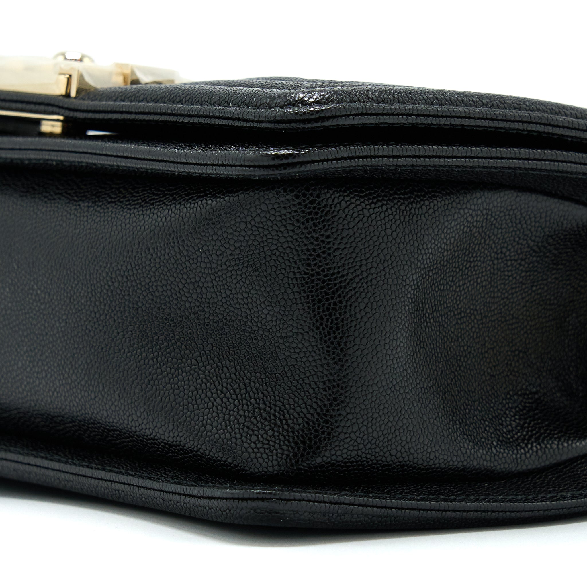 CHANEL SMALL BOY BAG CHEVRON CAVIAR BLACK LGHW