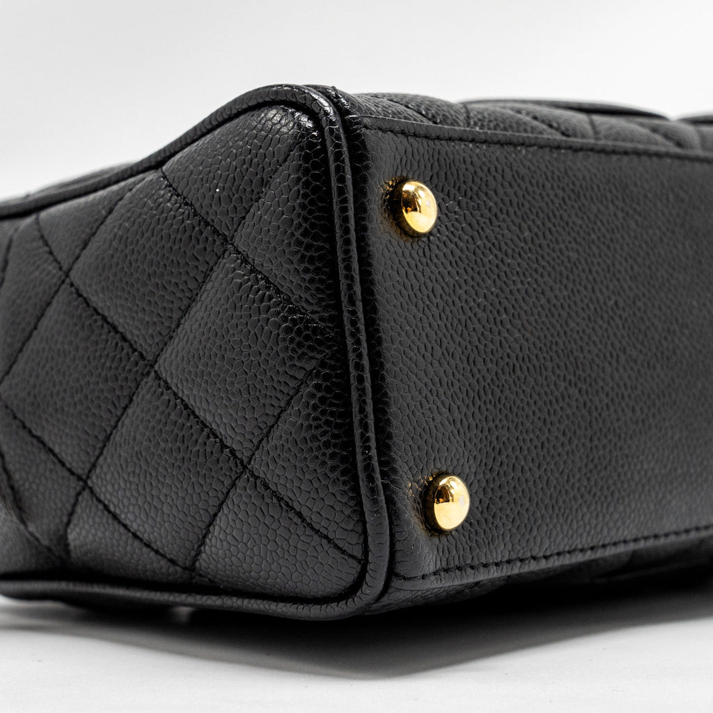 CHANEL VINTAGE QUILTED CC LOGO BOWLING BAG CAVIAR BLACK GHW