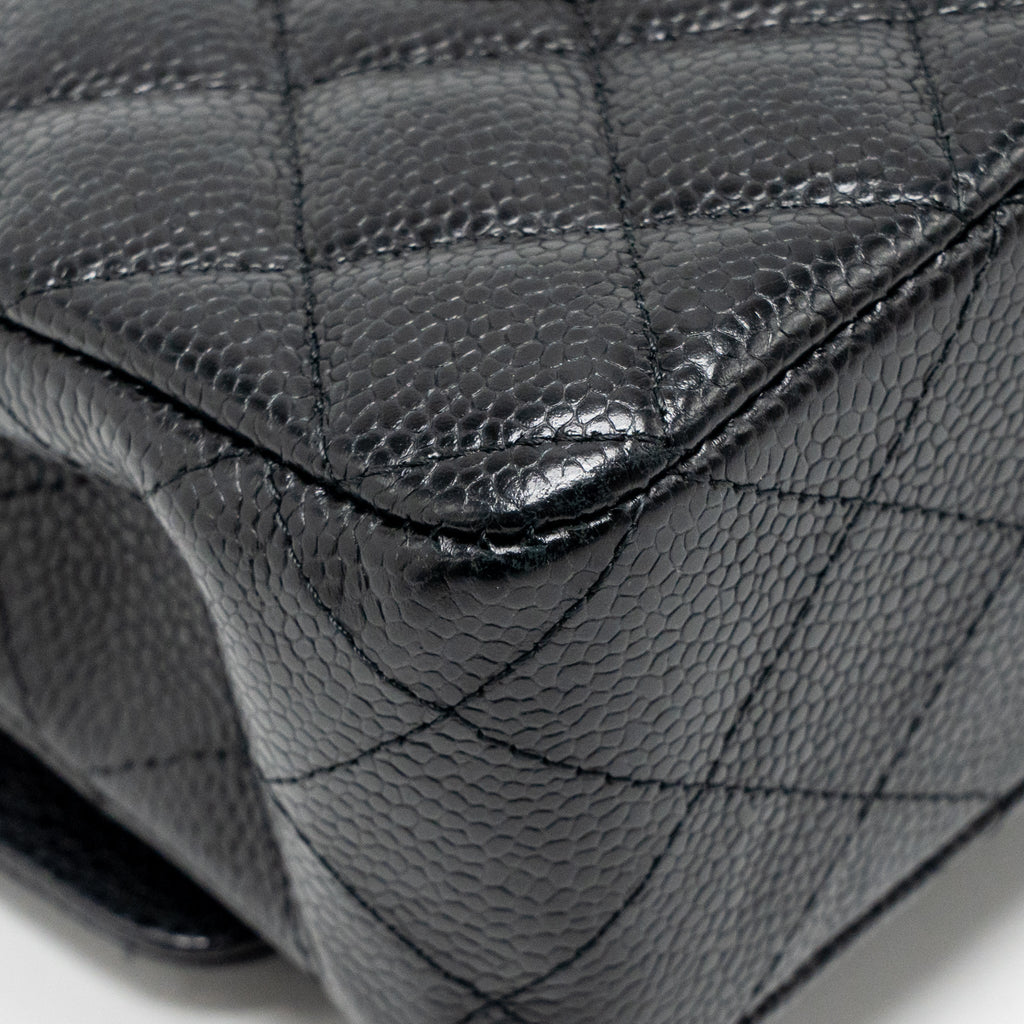 CHANEL MEDIUM CLASSIC DOUBLE FLAP BAG CAVIAR BLACK SHW