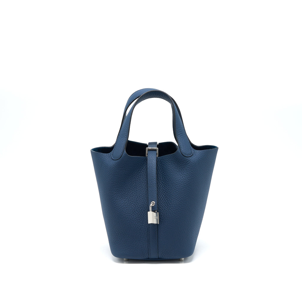 HERMES PICOTIN 18 LOCK BAG CLEMENCE 7P BLEU DE PRUSSE SHW