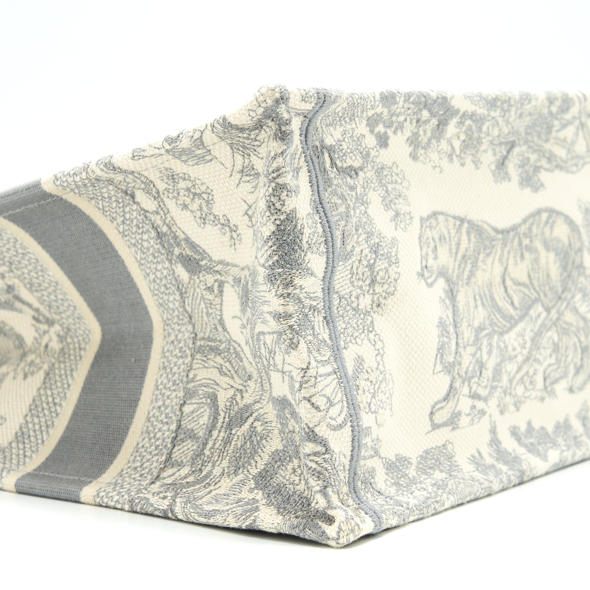 DIOR SMALL BOOK TOTE TOILE DE JOUY EMBROIDERY GREY