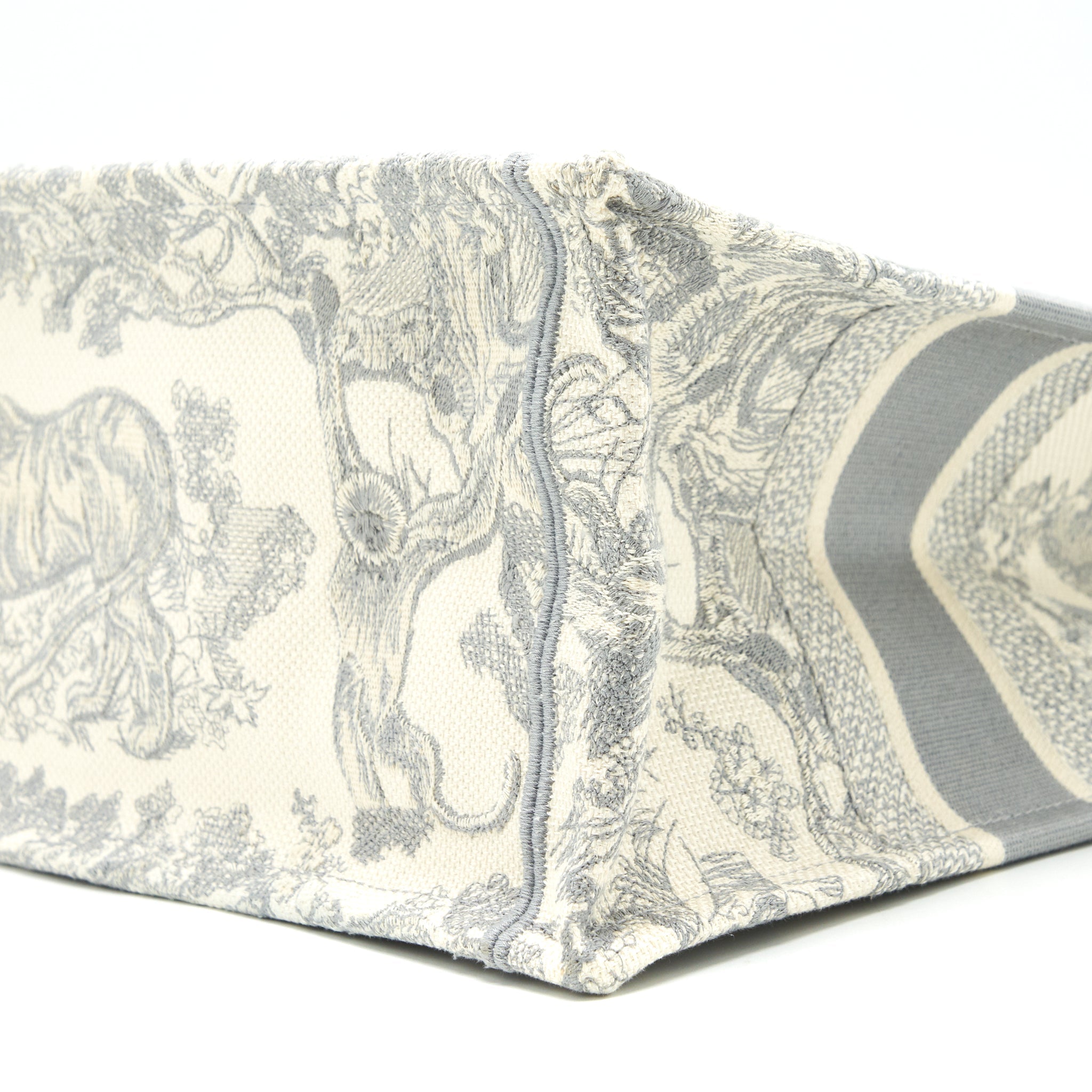 DIOR SMALL BOOK TOTE TOILE DE JOUY EMBROIDERY GREY