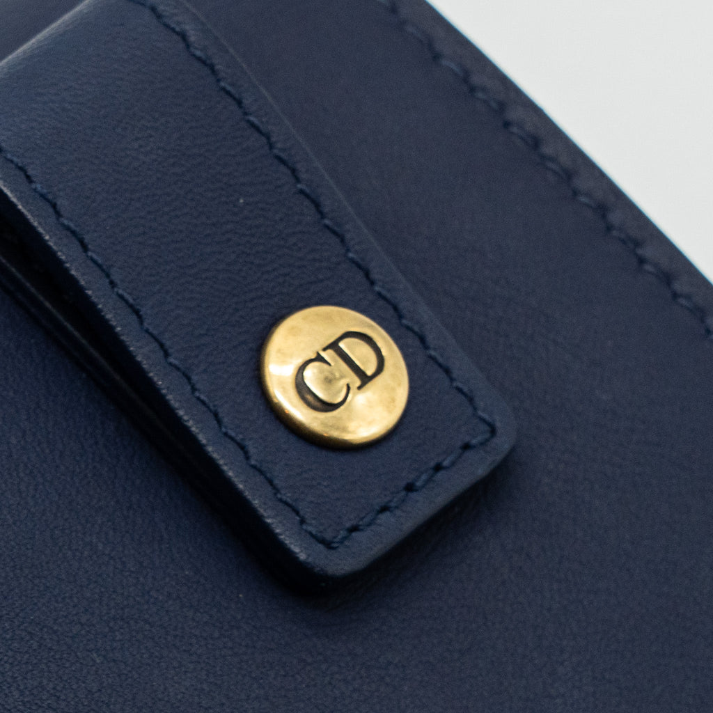 DIOR SADDLE BELT POUCH CALFSKIN BLUE WITH BLUE HARDWARE
