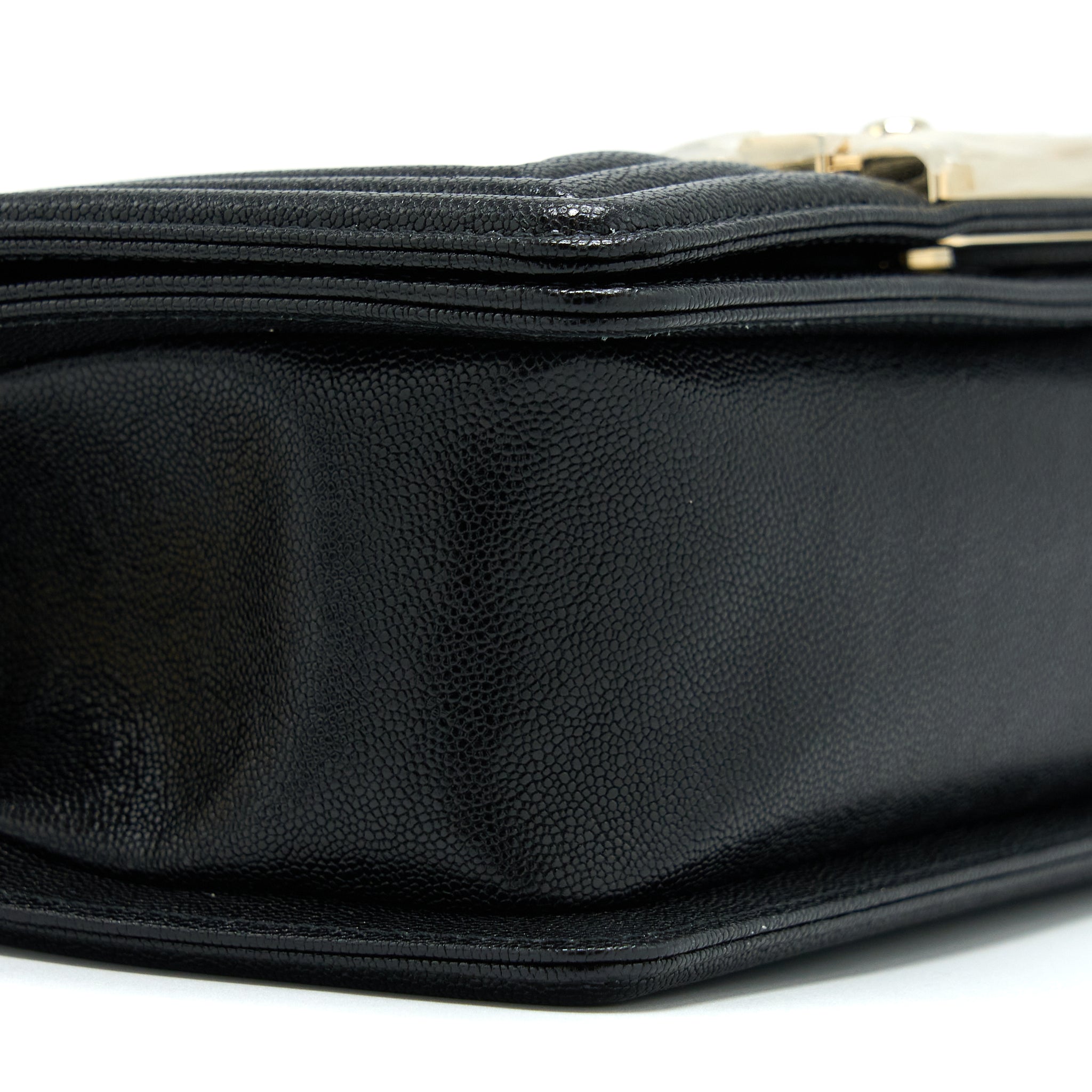 CHANEL SMALL BOY BAG CHEVRON CAVIAR BLACK LGHW