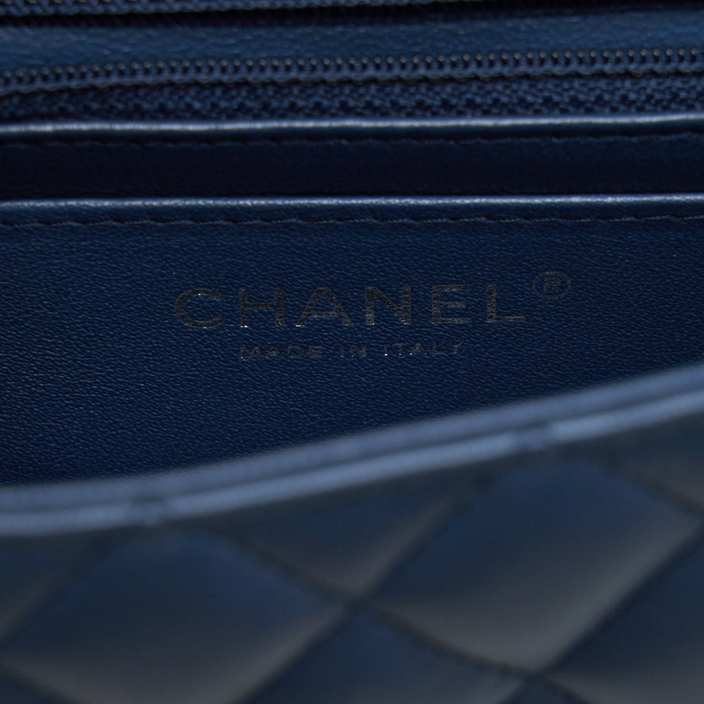 CHANEL MINI RECTANGULAR FLAP BAG LAMBSKIN BLUE SHW