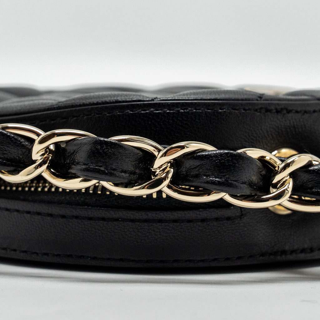 CHANEL 22C ROUND CLUTCH WITH CHAIN LAMBSKIN BLACK GHW