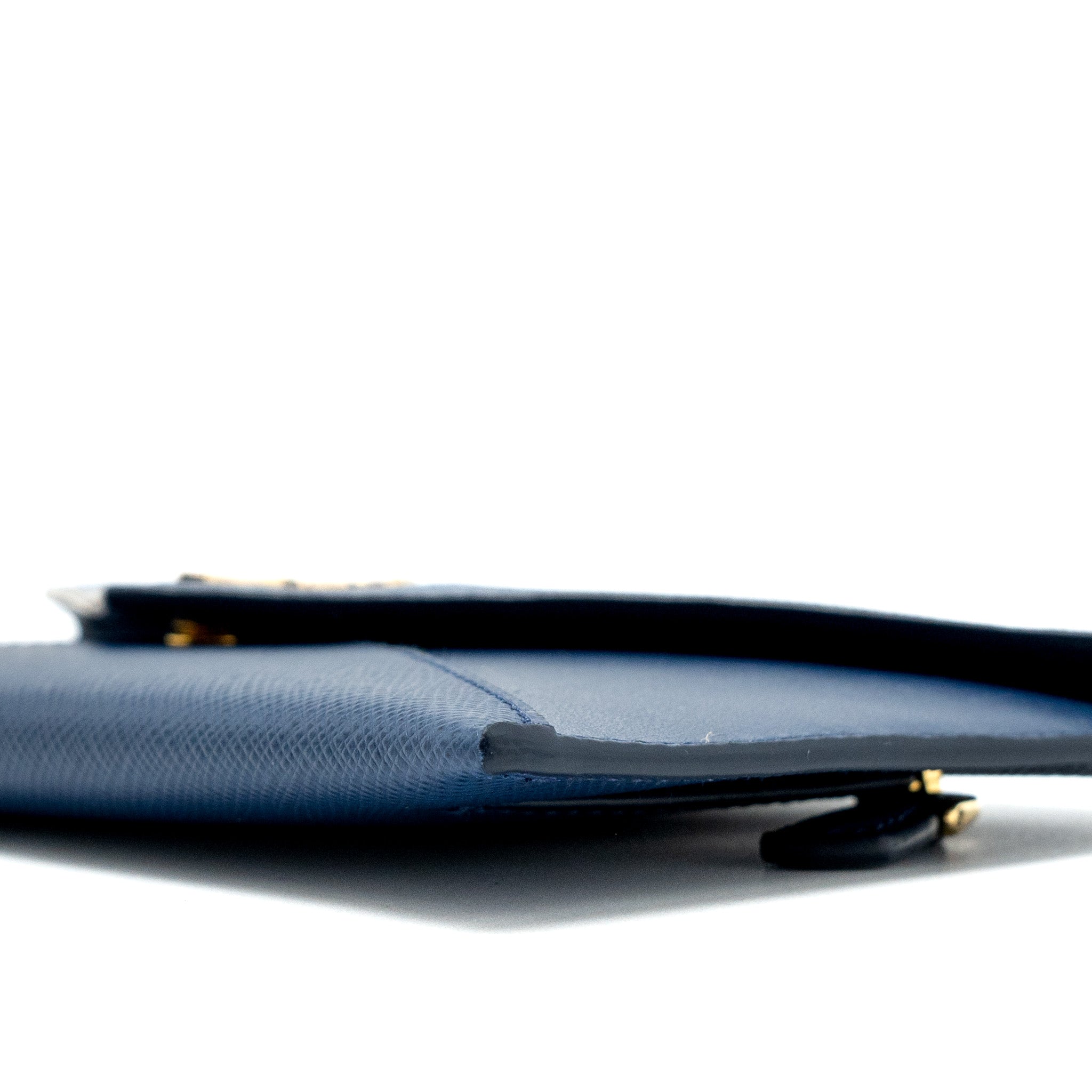 PRADA SAFFIANO CLUTCH CALFSKIN BLUE GHW