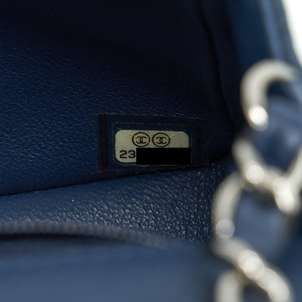 CHANEL MINI RECTANGULAR FLAP BAG LAMBSKIN BLUE SHW