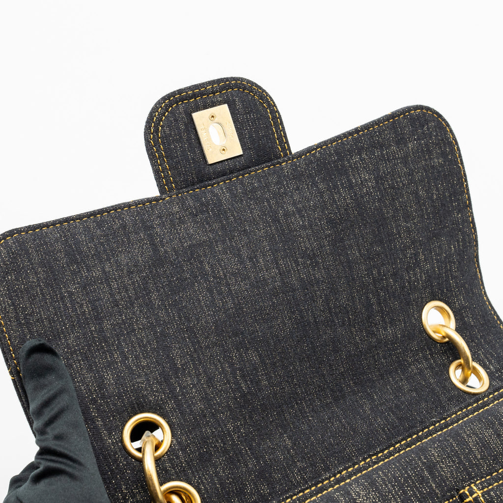 CHANEL 23S FLAP BACKPACK DENIM DARK BLUE WITH BRUSHED GHW (MICROCHIP)