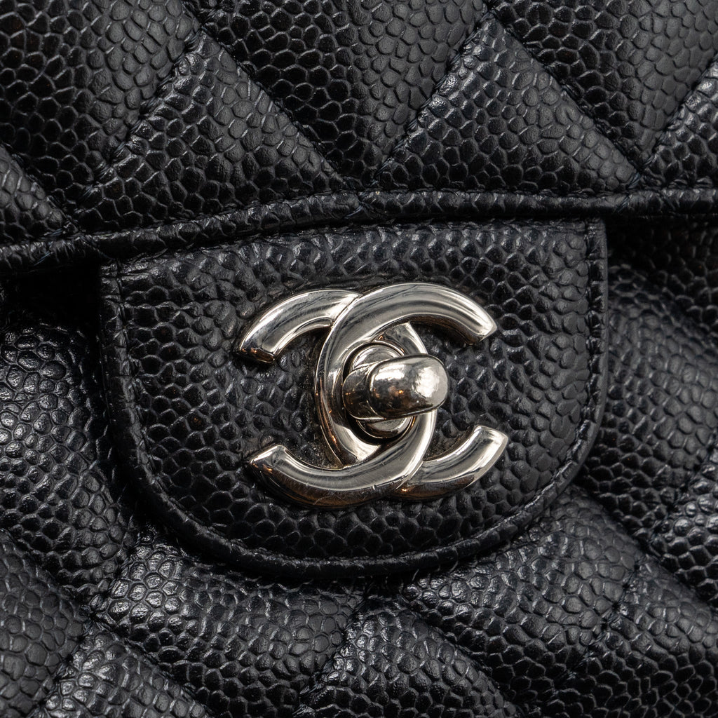 CHANEL MEDIUM CLASSIC FLAP BAG CAVIAR BLACK WITH SHW