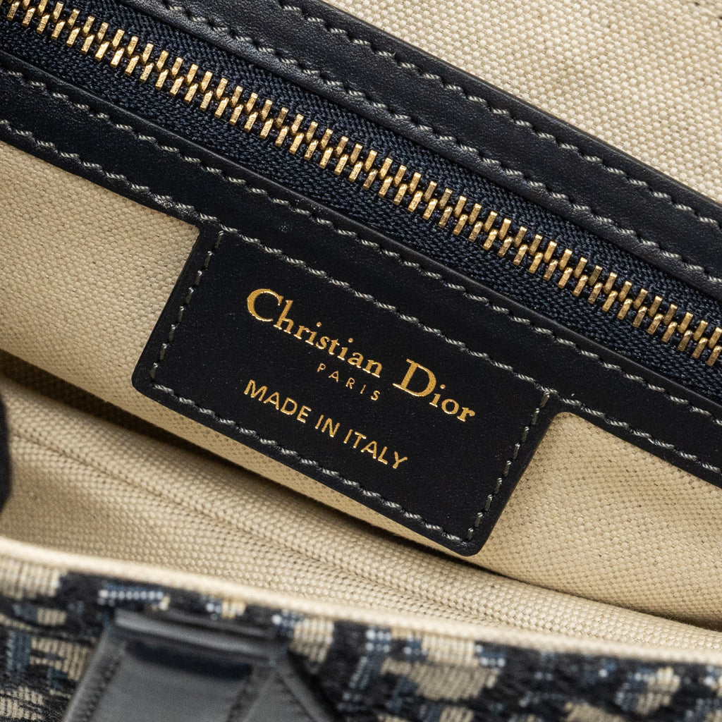 DIOR MEDIUM SADDLE BAG BLUE OBLIQUE JACQUARD CANVAS GHW