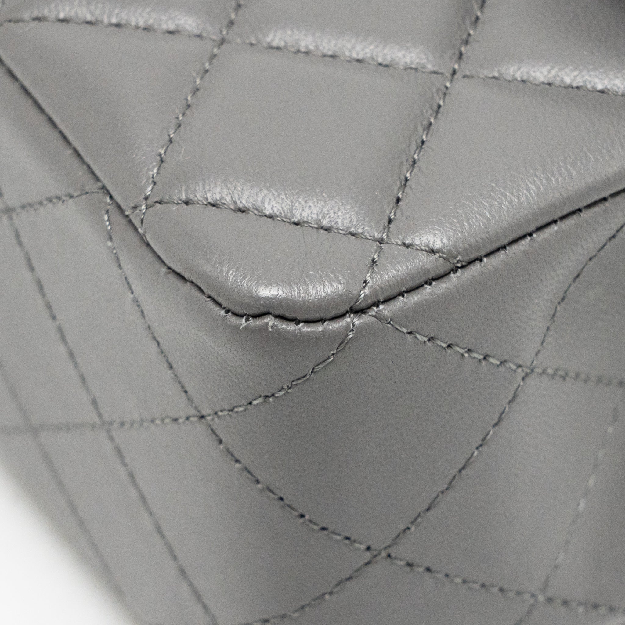 CHANEL MINI RECTANGULAR FLAP BAG LAMBSKIN GREY LGHW (MICROCHIP)