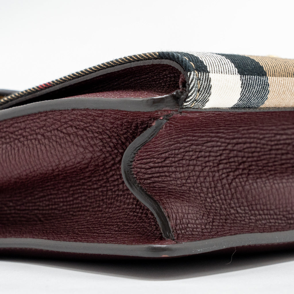 BURBERRY HOUSE CHECK CROSSBODY BAG CANVAS/ CALFSKIN LEATHER MULTICOLOUR BROWN GHW