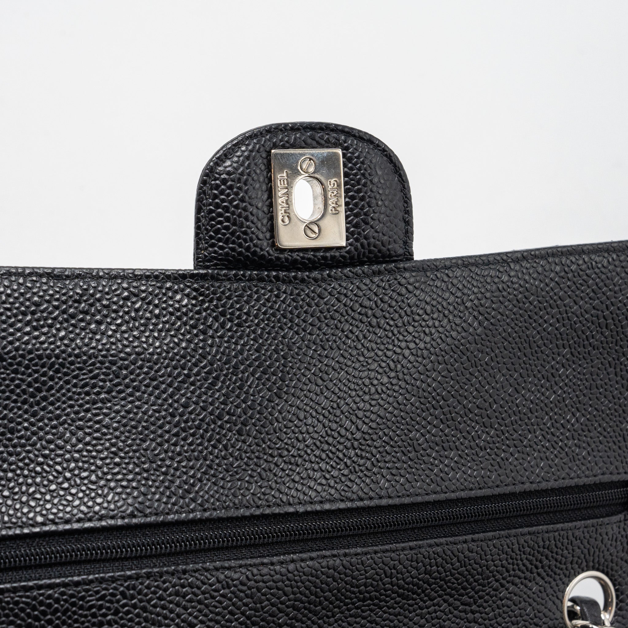 CHANEL MEDIUM CLASSIC FLAP BAG CAVIAR BLACK WITH SHW