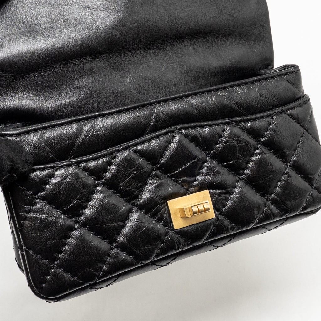 CHANEL 2.55 REISSUE WAIST BAG AGED CALFSKIN BLACK GHW