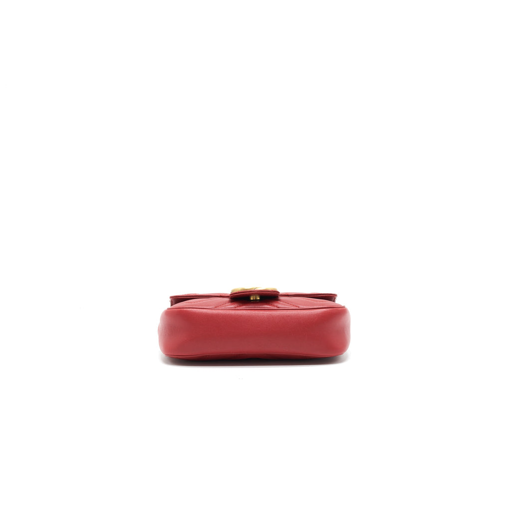 GUCCI GG MARMONT SUPER MINI LEATHER BAG RED