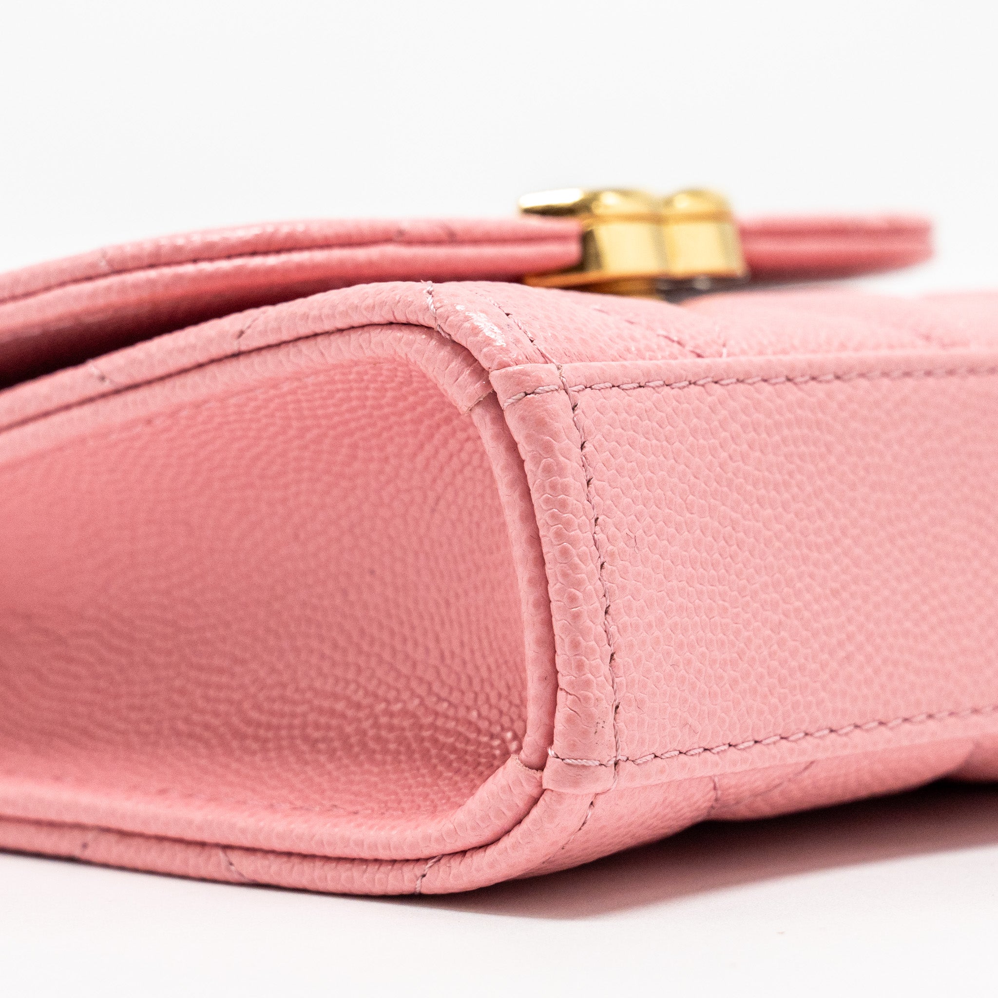 CHANEL MINI FLAP BAG WITH CHAIN HANDLE CAVIAR PINK GHW (MICROCHIP)