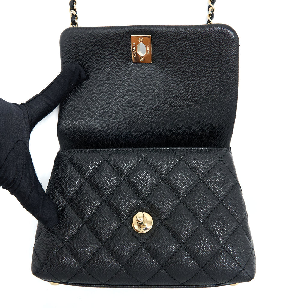CHANEL EXTRA MINI COCO HANDLE CAVIAR BLACK LGHW