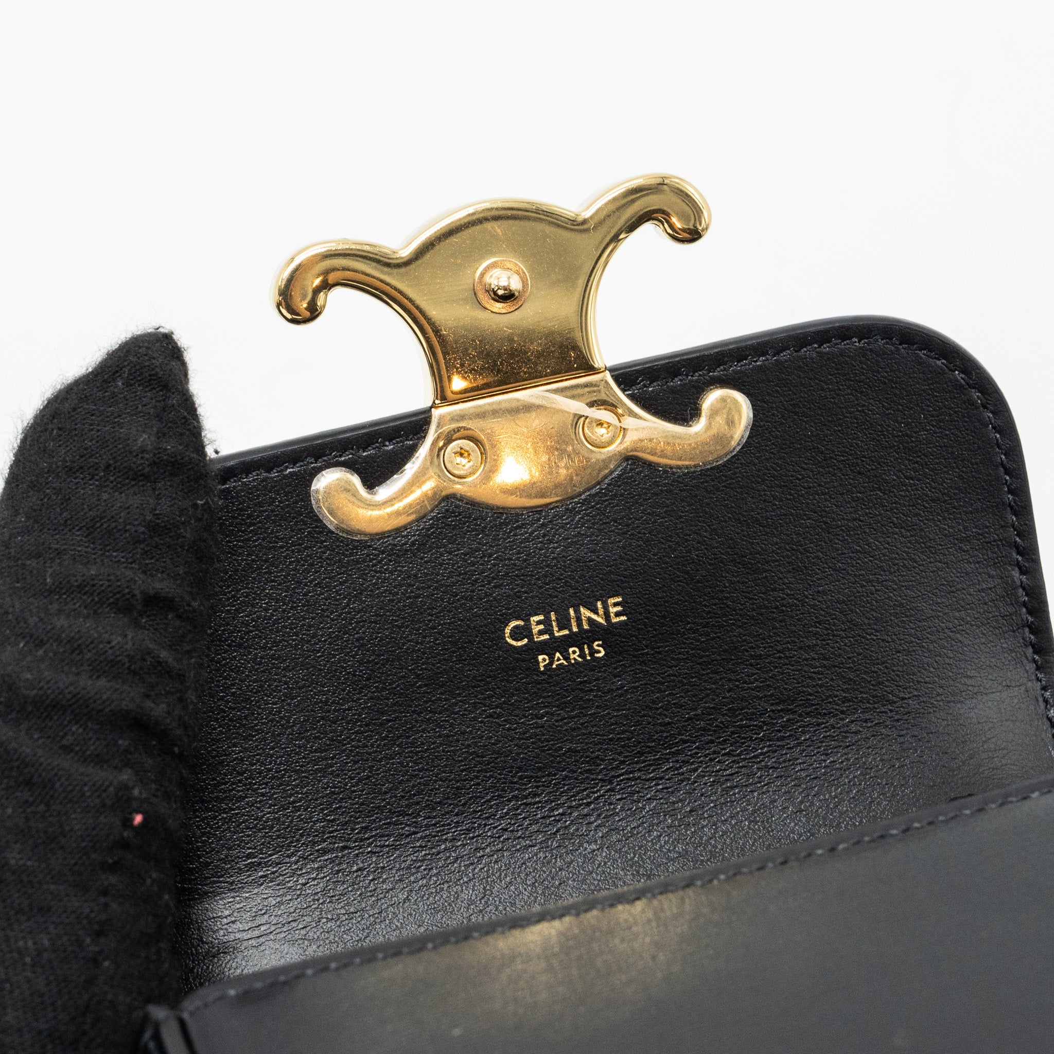 CELINE MINI CLAUDE SHINY CALFSKIN BLACK GHW