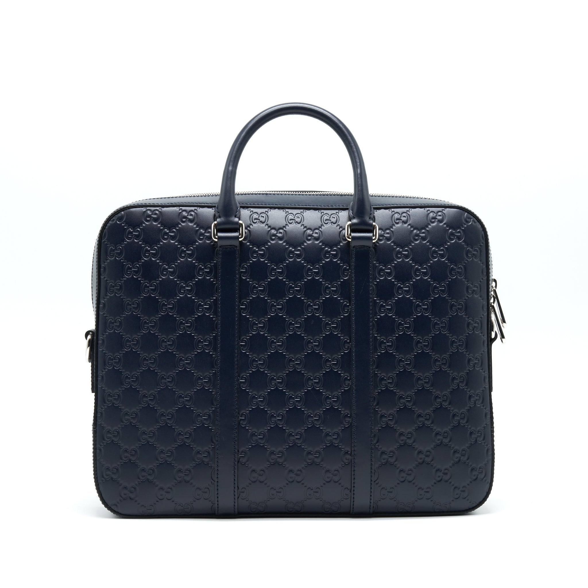 GUCCI MEN'S LEATHER BRIEFCASE NAVY