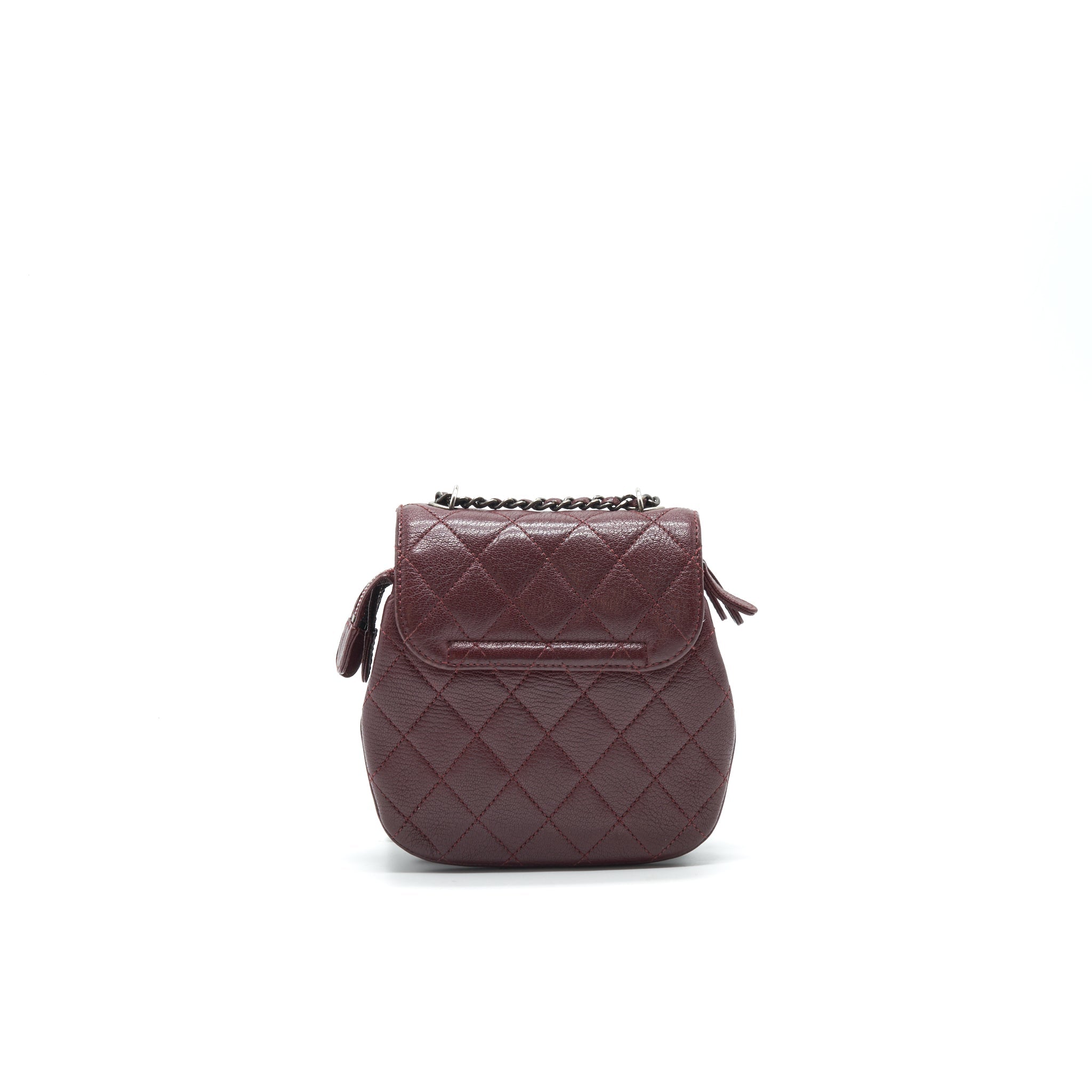 CHANEL SMALL FLAP BAG WITH CHAIN BURGUNDY SHW