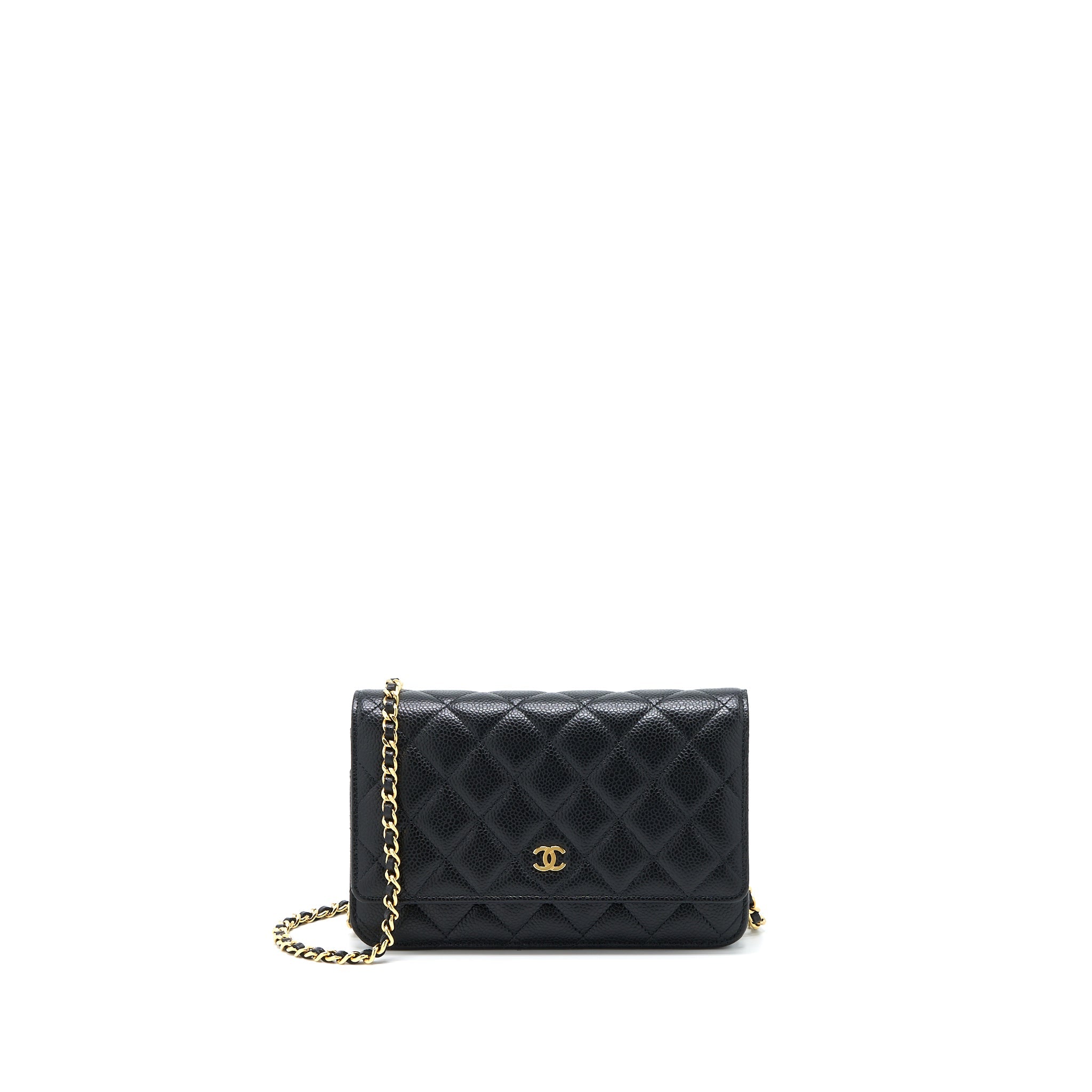 CHANEL CLASSIC WALLET ON CHAIN CAVIAR BLACK GHW (MICROCHIP)