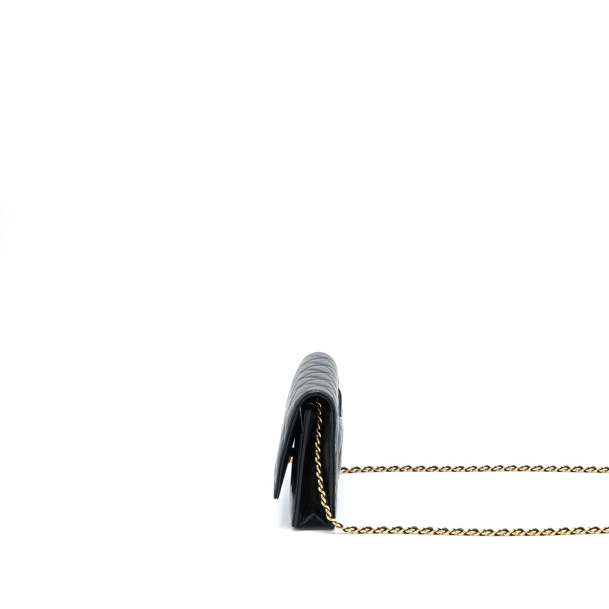 CHANEL CLASSIC WALLET ON CHAIN CAVIAR BLACK GHW (MICROCHIP)