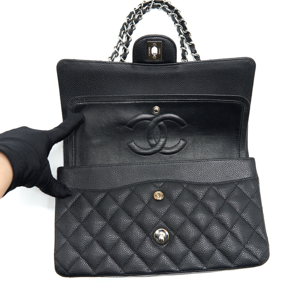 CHANEL MEDIUM CLASSIC FLAP BAG CAVIAR BLACK SHW