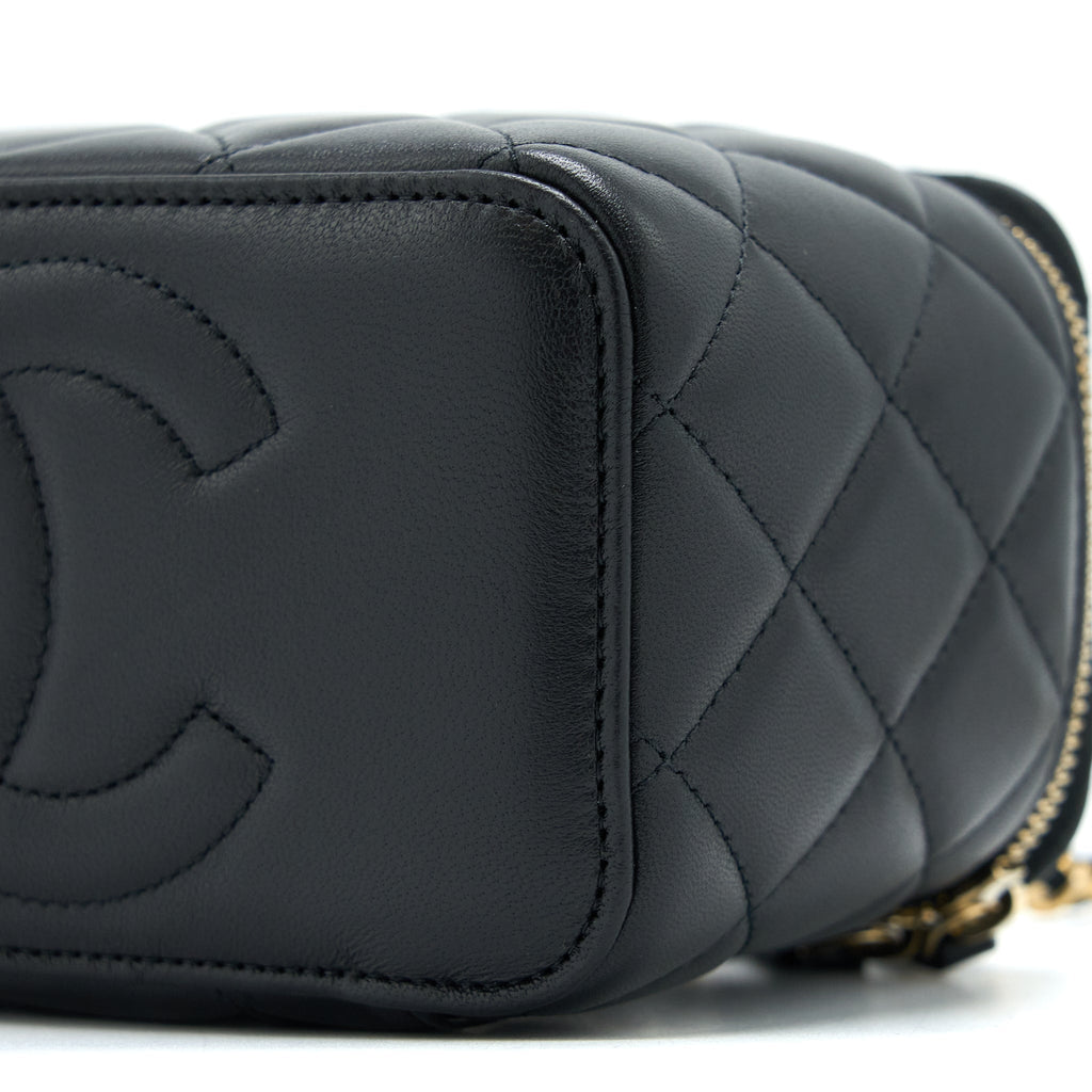 CHANEL PEARL CRUSH LONG VANITY LAMBSKIN BLACK GHW (MICROCHIP)