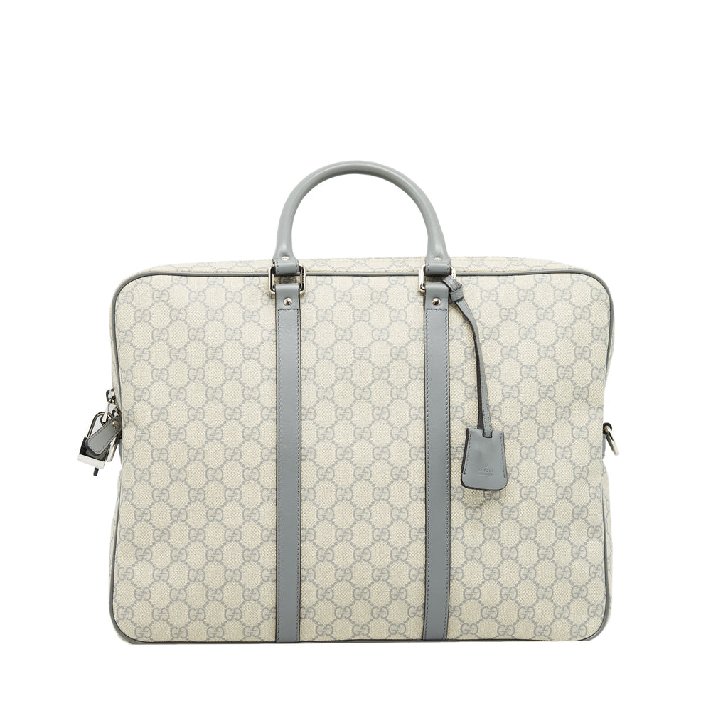 GUCCI MEN'S MONOGRAM CANVAS BRIEFCASE BEIGE