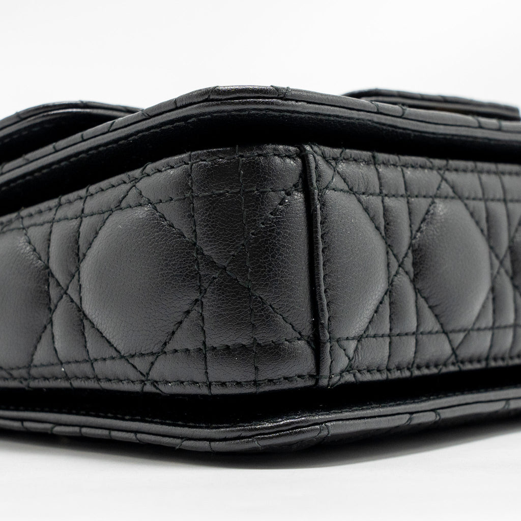 DIOR SMALL DIOR JOLIE TOP HANDLE BAG CANNAGE CALFSKIN BLACK GHW
