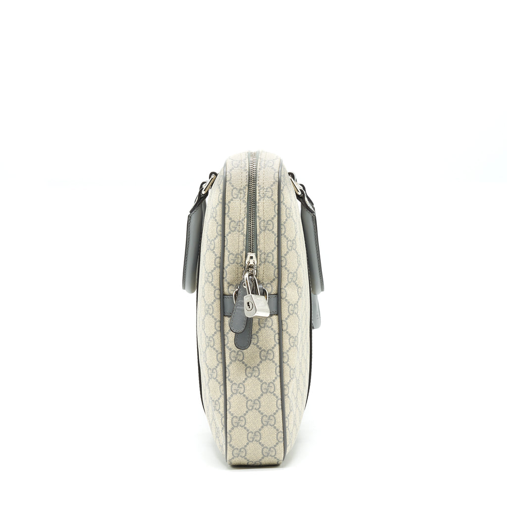 GUCCI MEN'S MONOGRAM CANVAS BRIEFCASE BEIGE