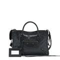 BALENCIAGA SMALL CLASSIC CITY CROSSBODY BAG BLACK WITH LOGO PRINT STRAP