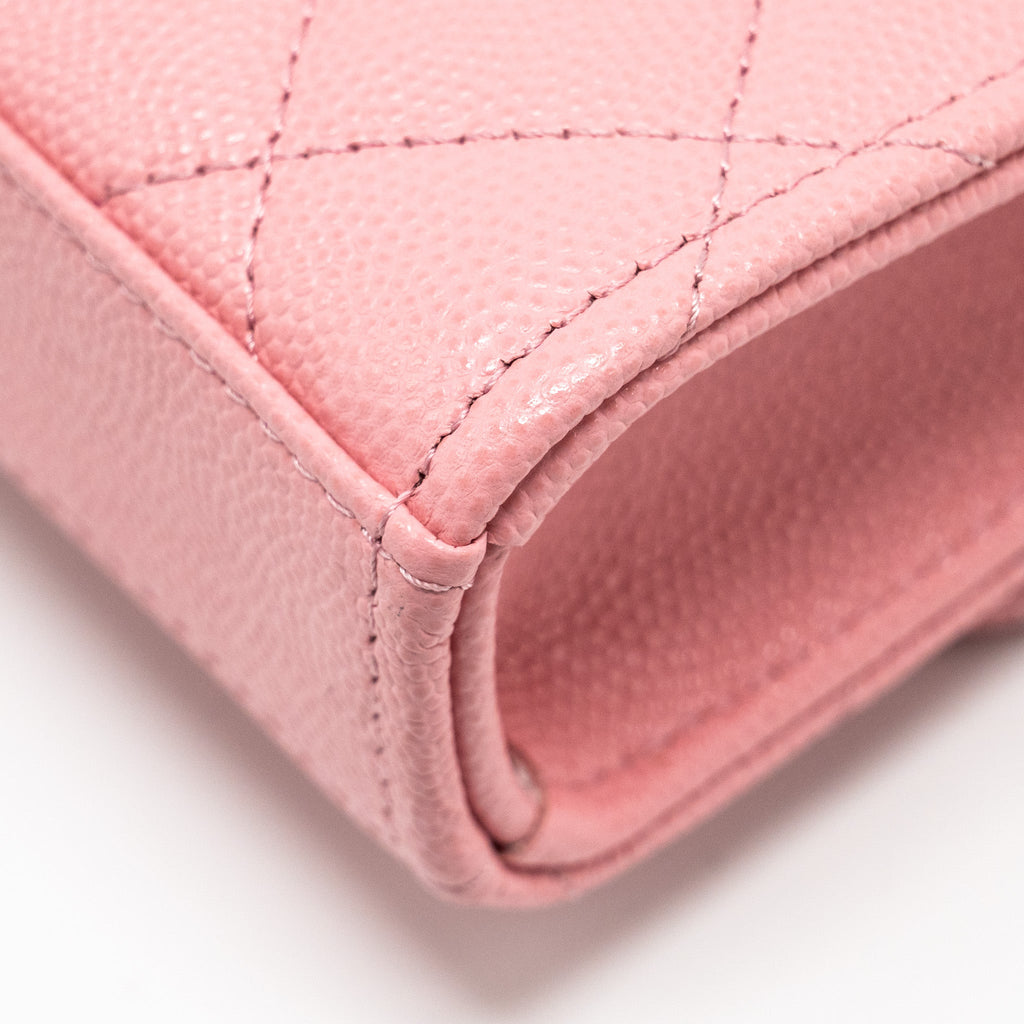 CHANEL MINI FLAP BAG WITH CHAIN HANDLE CAVIAR PINK GHW (MICROCHIP)