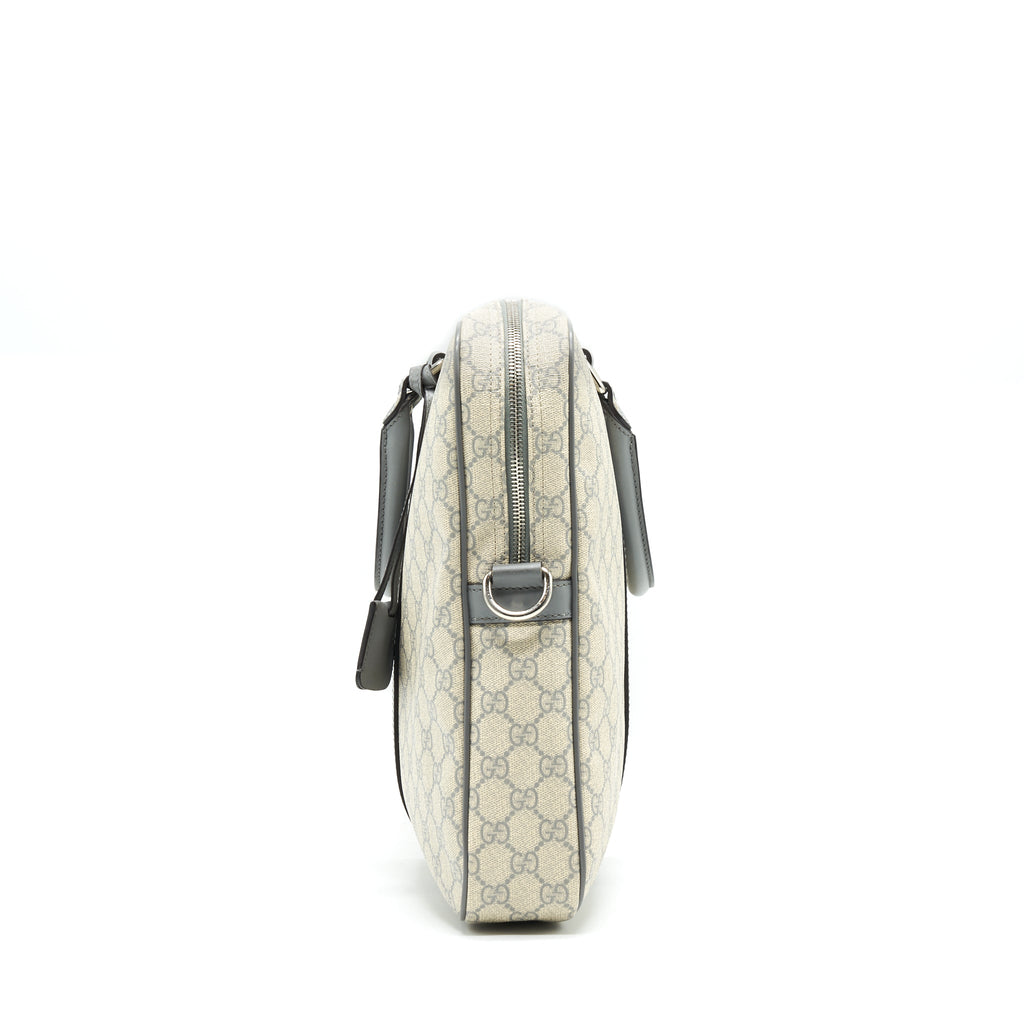 GUCCI MEN'S MONOGRAM CANVAS BRIEFCASE BEIGE