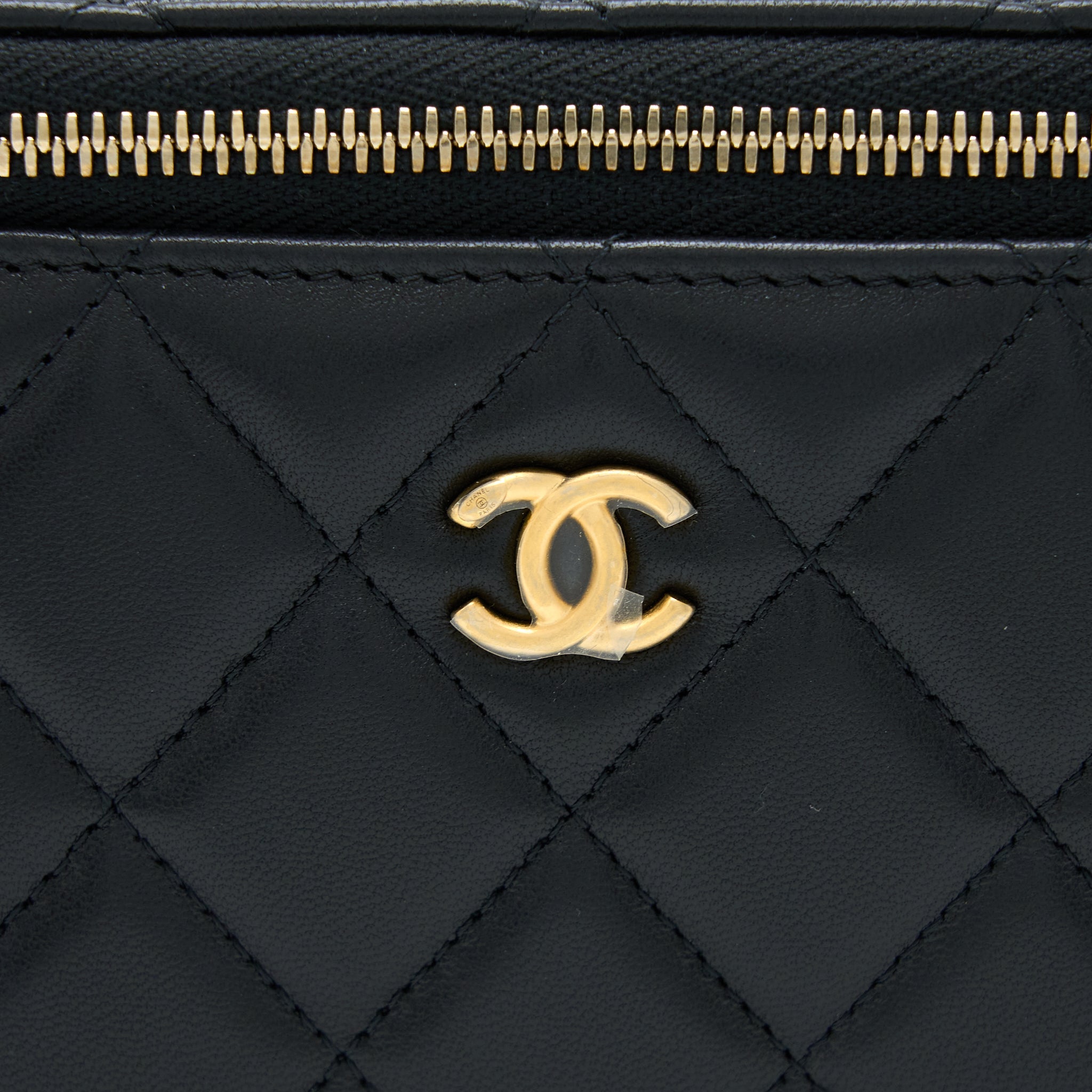 CHANEL PEARL CRUSH LONG VANITY LAMBSKIN BLACK GHW (MICROCHIP)