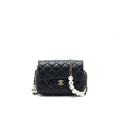 CHANEL LOGO PEARL CHAIN MINI FLAP BAG GHW
