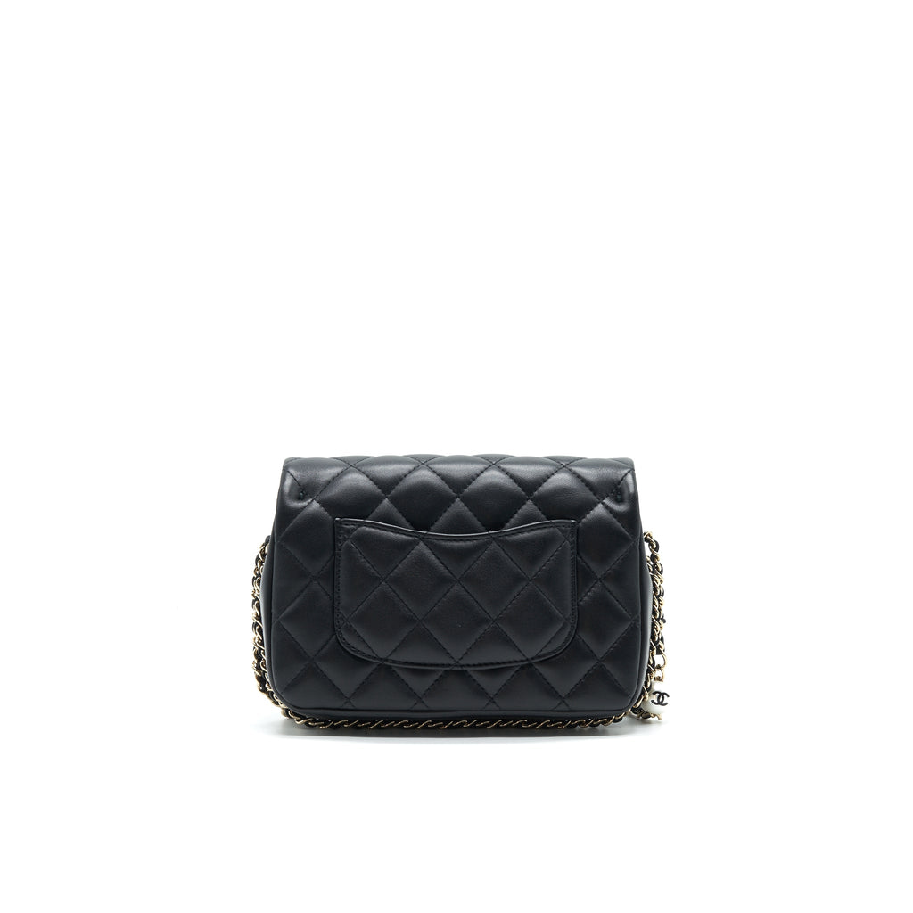 CHANEL LOGO PEARL CHAIN MINI FLAP BAG GHW