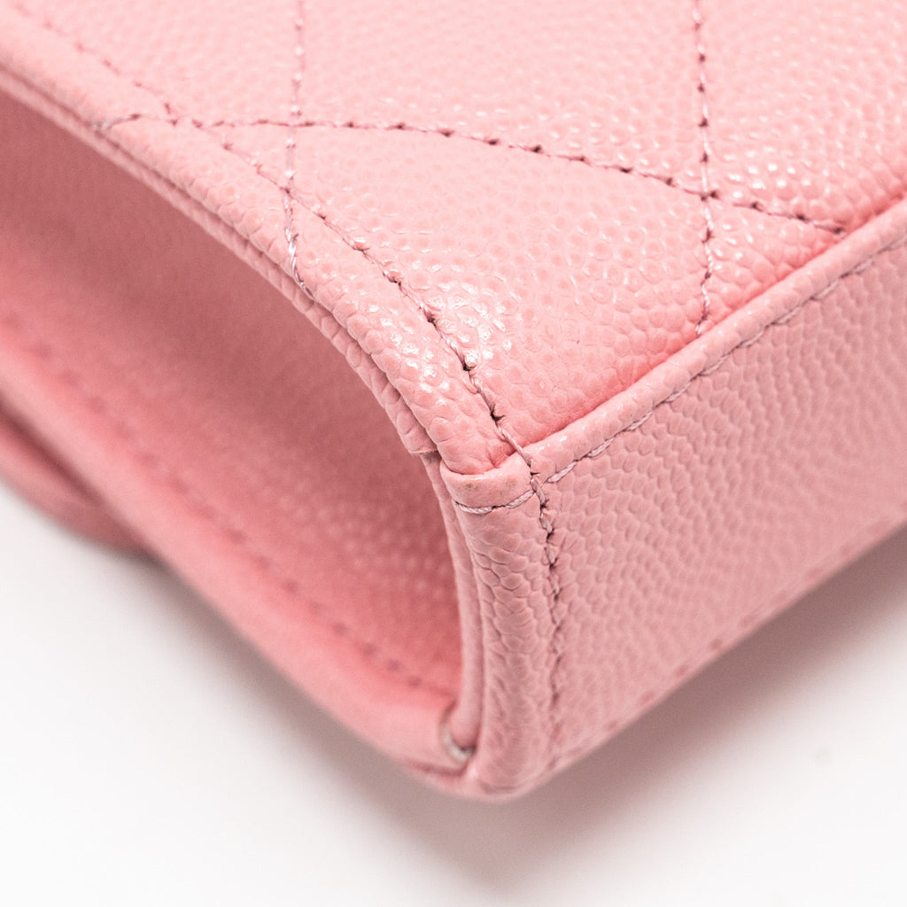 CHANEL MINI FLAP BAG WITH CHAIN HANDLE CAVIAR PINK GHW (MICROCHIP)