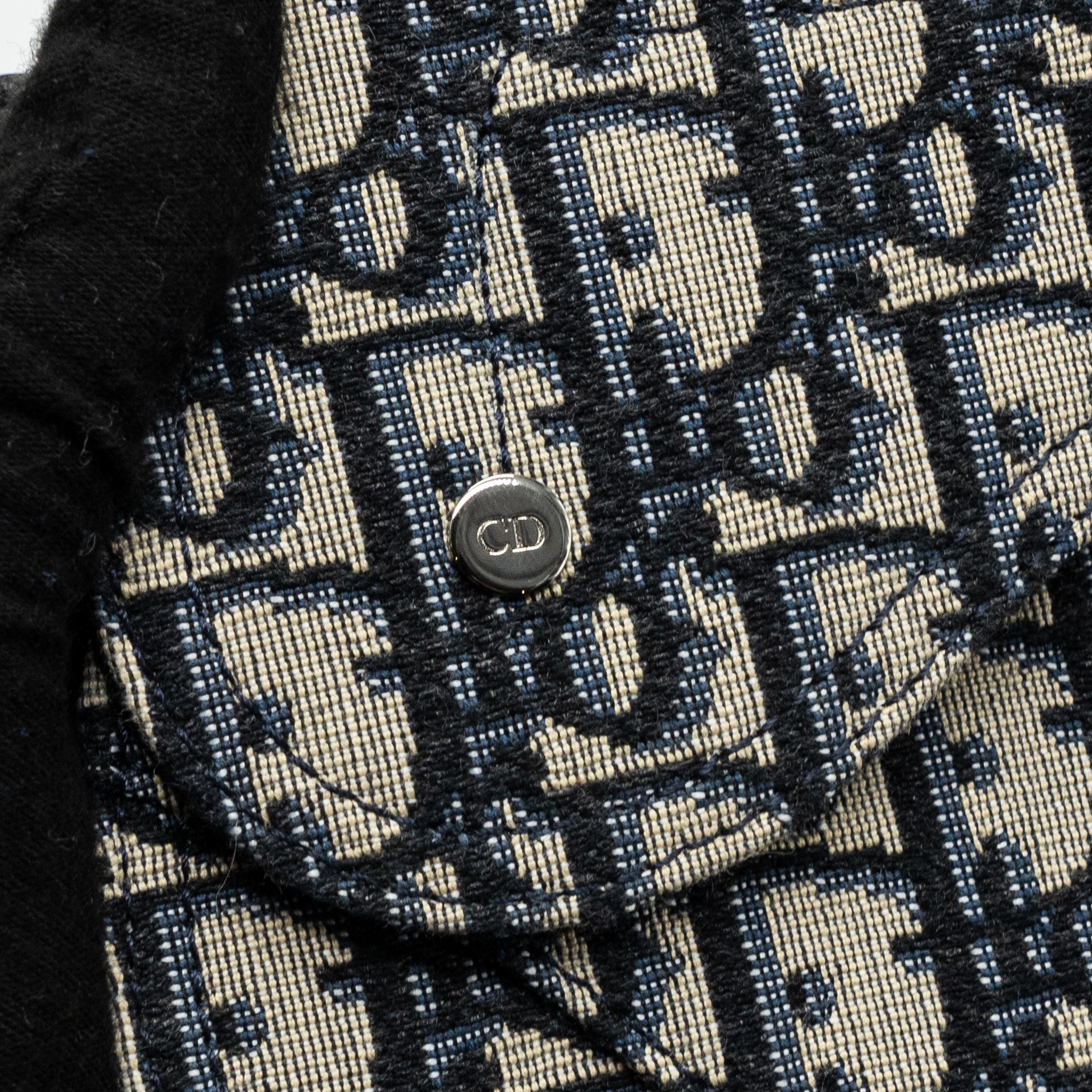 DIOR SADDLE BELT BAG BLUE DIOR OBLIQUE JACQUARD BLACK HARDWARE